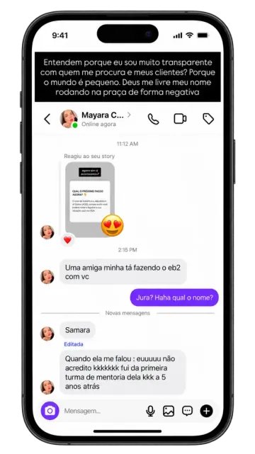 Print de conversa com depoimento de cliente 8
