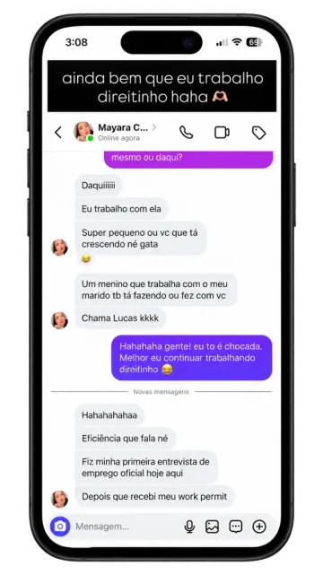Print de conversa com depoimento de cliente 9