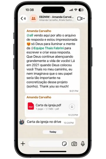 Print de conversa com depoimento de cliente 10